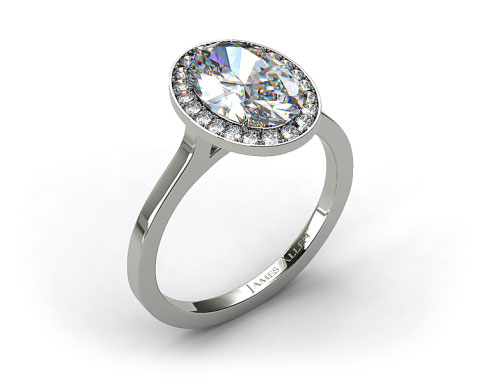 14k White Gold Pave Halo Engagement Ring (Oval Center)